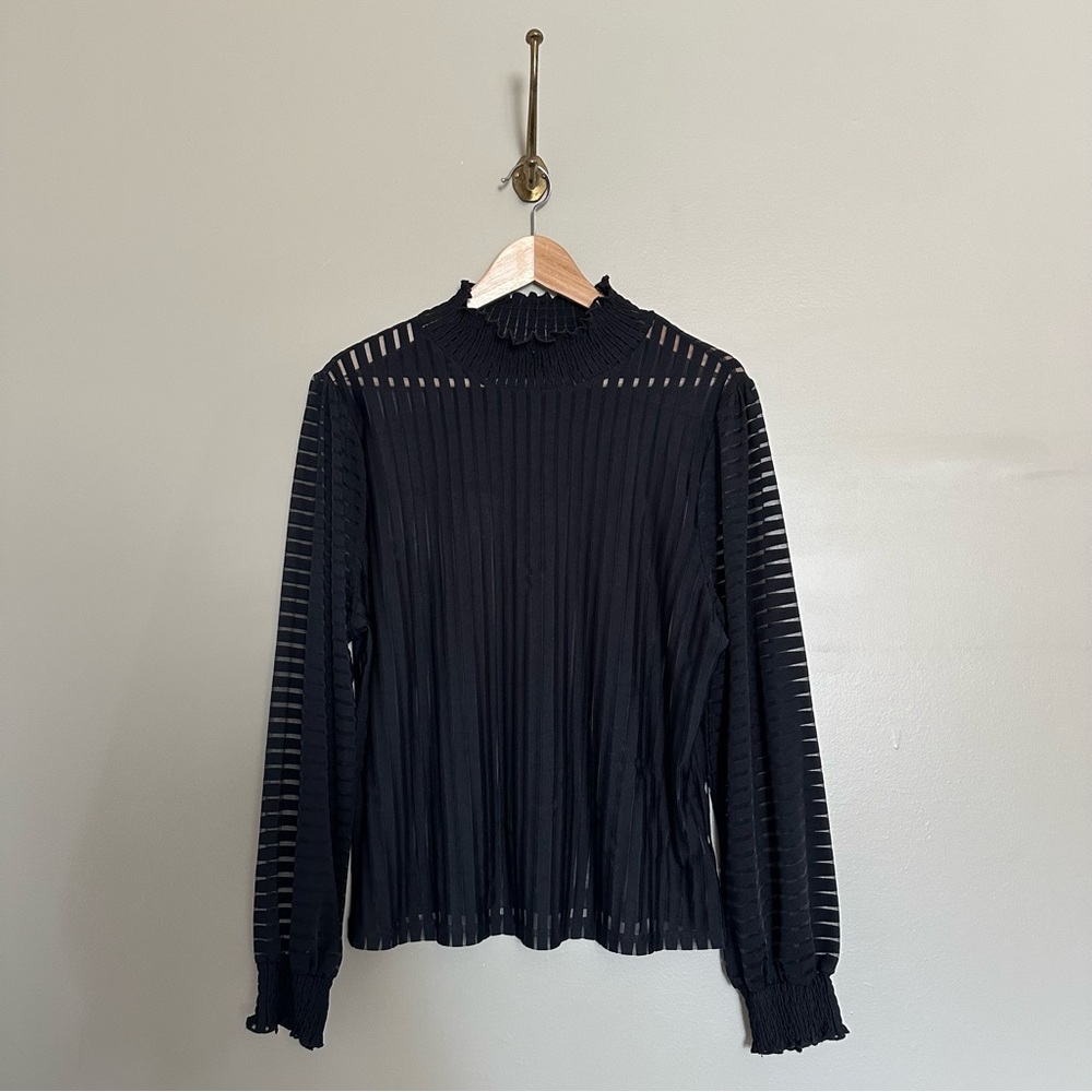 SHEIN Black Sheer Striped Blouse